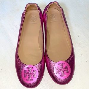 Tory Burch Sparkly Pink Ballet Shoes - size 11